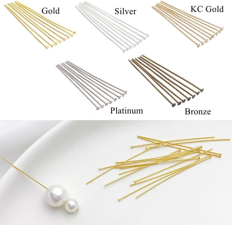 Bulrash 800 Pieces 30mm Flat Head Pins for DIY Jewelry Craft Making 1.18 Inch Metal End Straight Pins for Bracelet Necklace Earring Pendant Supplies(Flat Head Pins-Multicolor) - Image 4